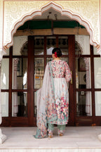 Vaasva Women Maroon Muslin Floral Printed Alia Cut Kurta, Pant & Dupatta set | Grocsy