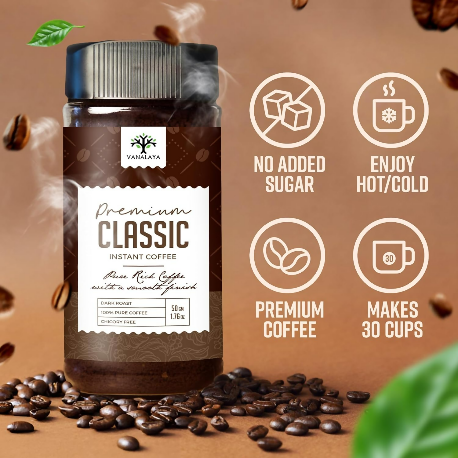 Vanalaya Premium Classic Instant Coffee Black Coffee Powder | Grocsy
