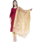 A R Silk Golden Color Fancy Vanarsi Silk Dupattas and Chunnis | Grocsy