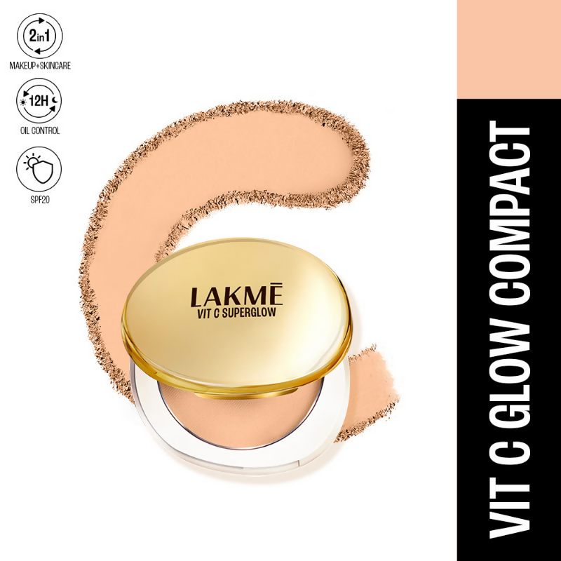Lakme Vitamin C Superglow Skin Perfecting Compact with 1 % Vit C - Nude | Grocsy