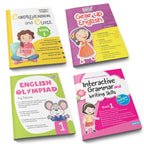 Grade 1 Ultimate English Combo Practice Workbooks Set of 4: Grammar, Writing Skills, Olympiad Prep, and Gear Up English| Ages 6-7 Years | Grocsy