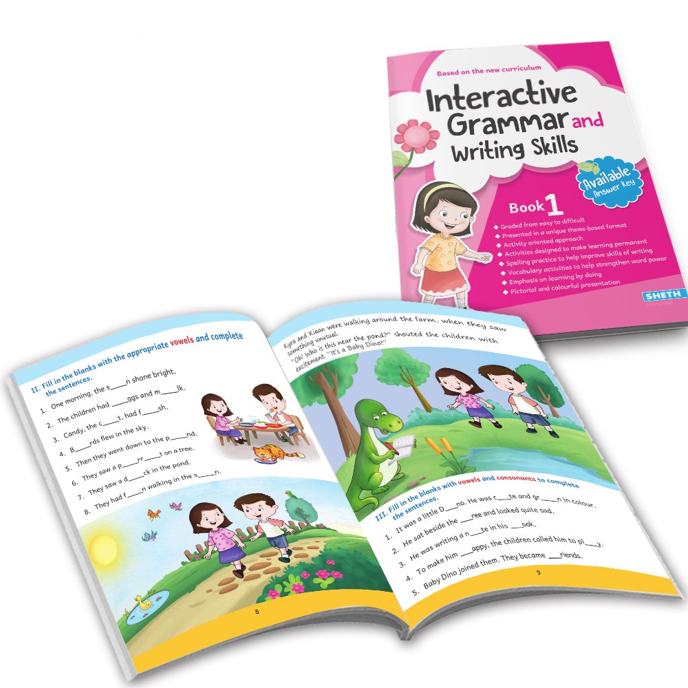 Grade 1 Ultimate English Combo Practice Workbooks Set of 4: Grammar, Writing Skills, Olympiad Prep, and Gear Up English| Ages 6-7 Years | Grocsy