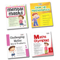 Grade 1 Comprehensive Learning with Mathematics Workbooks Set of 4 Ages 6-7 Years: Gear Up Math, Mental Math, Olympiad, and Challenging Word Problems | Grocsy