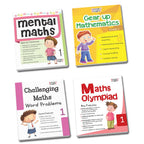 Grade 1 Comprehensive Learning with Mathematics Workbooks Set of 4 Ages 6-7 Years: Gear Up Math, Mental Math, Olympiad, and Challenging Word Problems | Grocsy