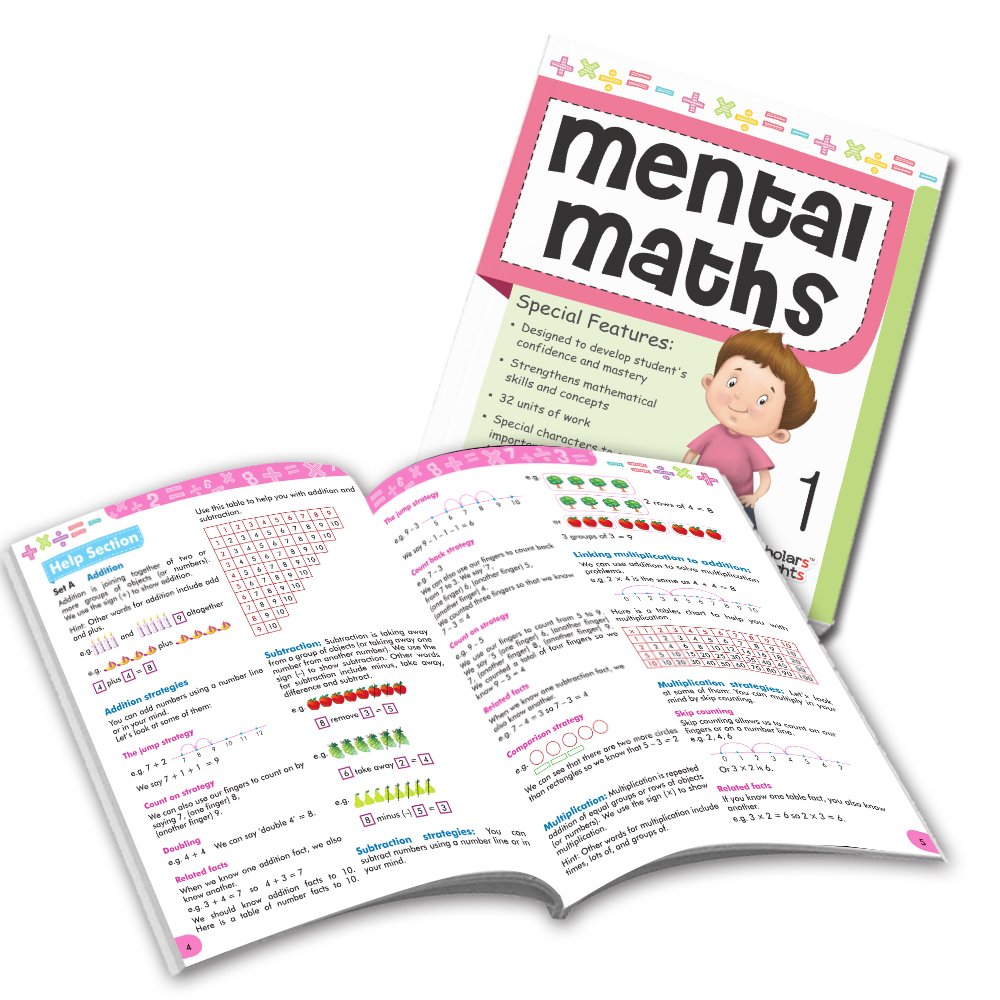 Grade 1 Comprehensive Learning with Mathematics Workbooks Set of 4 Ages 6-7 Years: Gear Up Math, Mental Math, Olympiad, and Challenging Word Problems | Grocsy