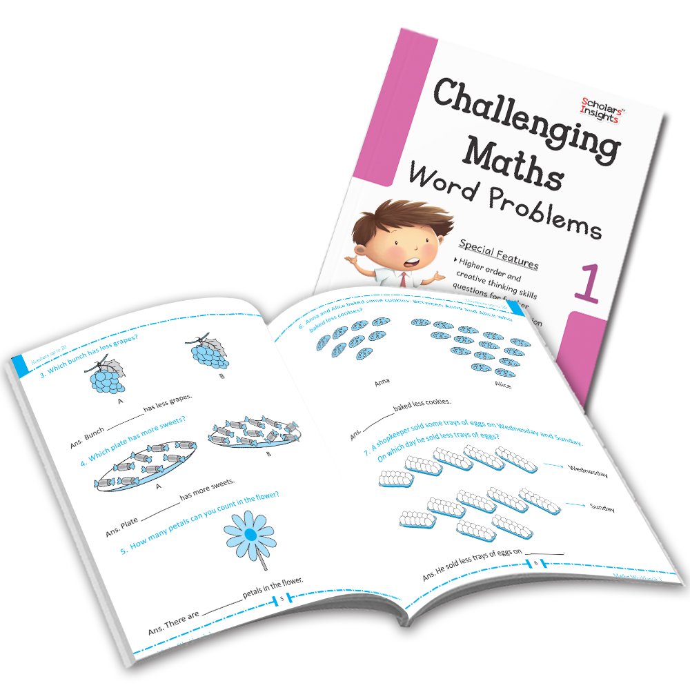 Grade 1 Comprehensive Learning with Mathematics Workbooks Set of 4 Ages 6-7 Years: Gear Up Math, Mental Math, Olympiad, and Challenging Word Problems | Grocsy