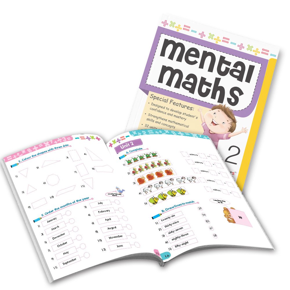 Grade 2 Comprehensive Learning with Mathematics Workbooks Set of 4 Ages 7-8 Years: Gear Up Math, Mental Math, Olympiad, and Challenging Word Problems | Grocsy