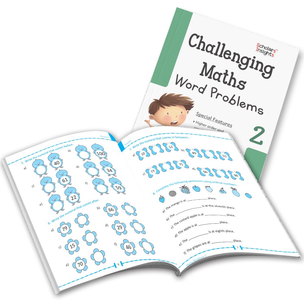 Grade 2 Comprehensive Learning with Mathematics Workbooks Set of 4 Ages 7-8 Years: Gear Up Math, Mental Math, Olympiad, and Challenging Word Problems | Grocsy