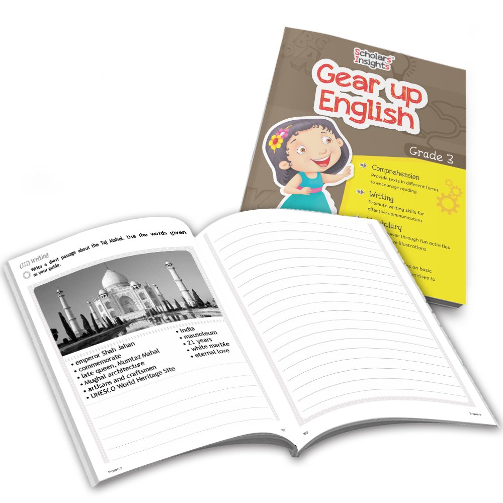 Grade 3 Ultimate English Combo Practice Workbooks Set of 4: Grammar, Writing Skills, Olympiad Prep, and Gear Up English| Ages 8-9 Years | Grocsy