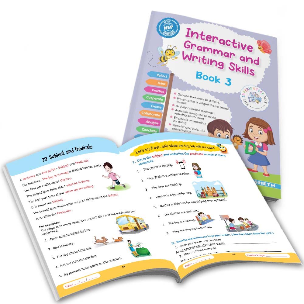 Grade 3 Ultimate English Combo Practice Workbooks Set of 4: Grammar, Writing Skills, Olympiad Prep, and Gear Up English| Ages 8-9 Years | Grocsy