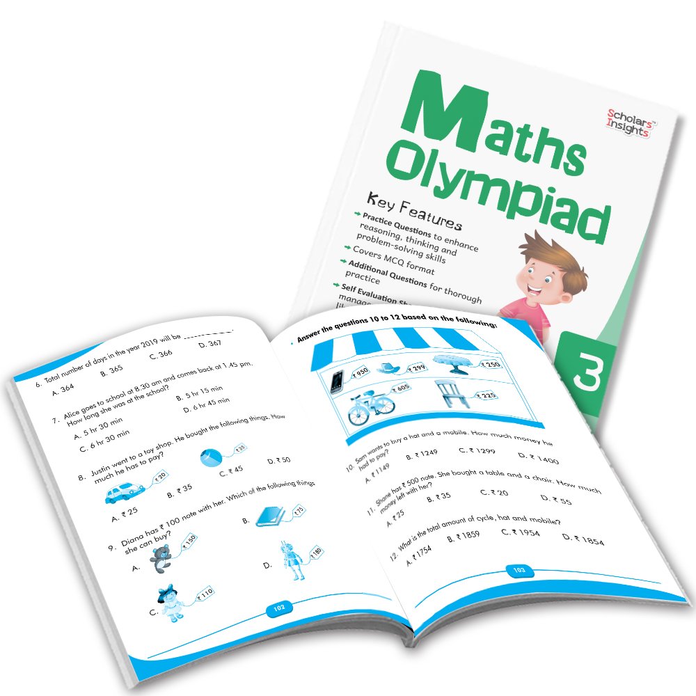 Grade 3 Comprehensive Learning with Mathematics Workbooks Set of 4 Ages 8-9 Years: Gear Up Math, Mental Math, Olympiad, and Challenging Word Problems | Grocsy