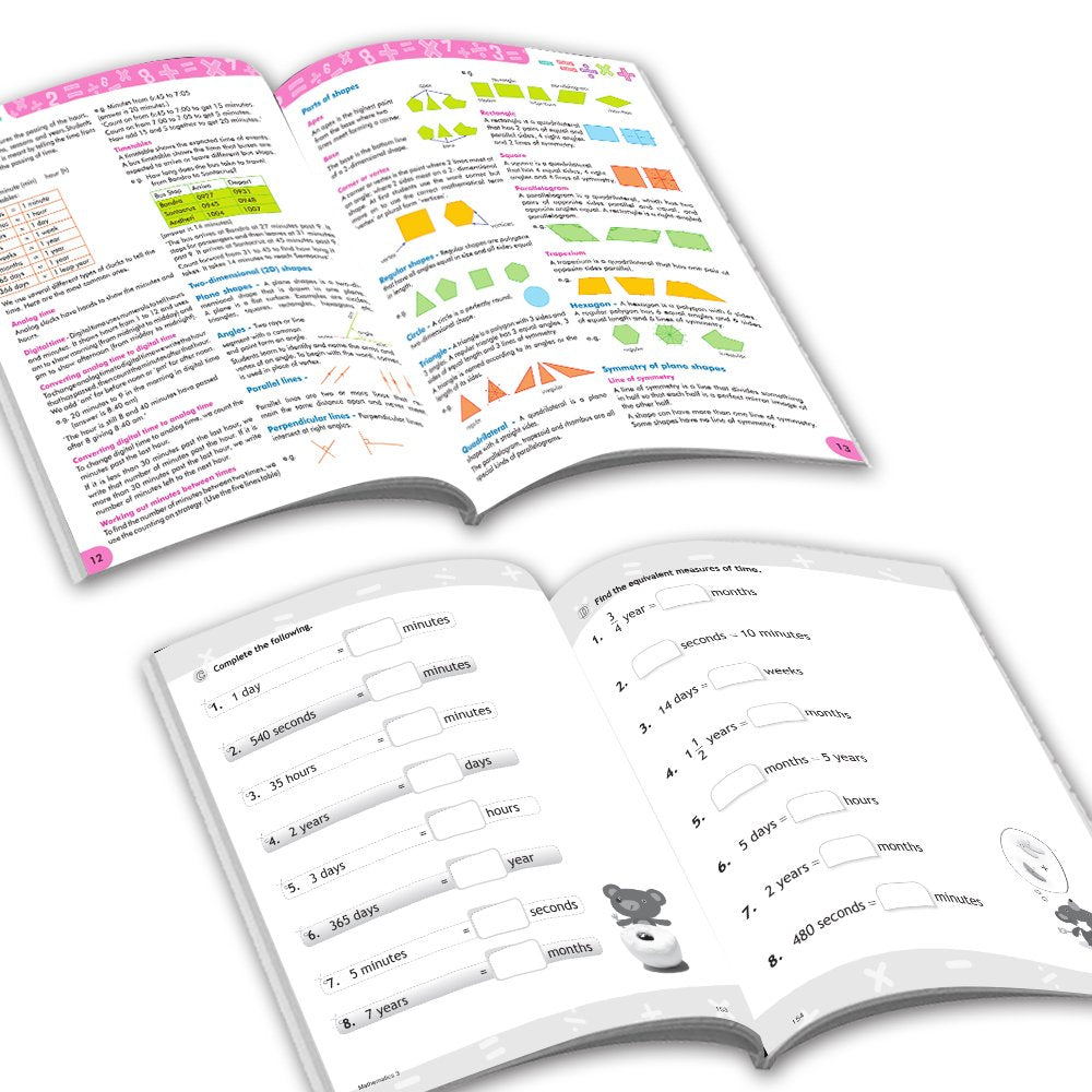 Grade 3 Comprehensive Learning with Mathematics Workbooks Set of 4 Ages 8-9 Years: Gear Up Math, Mental Math, Olympiad, and Challenging Word Problems | Grocsy