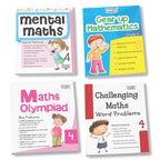 Grade 4 Comprehensive Learning with Mathematics Workbooks Set of 4 Ages 9-10 Years: Gear Up Math, Mental Math, Olympiad, and Challenging Word Problems | Grocsy