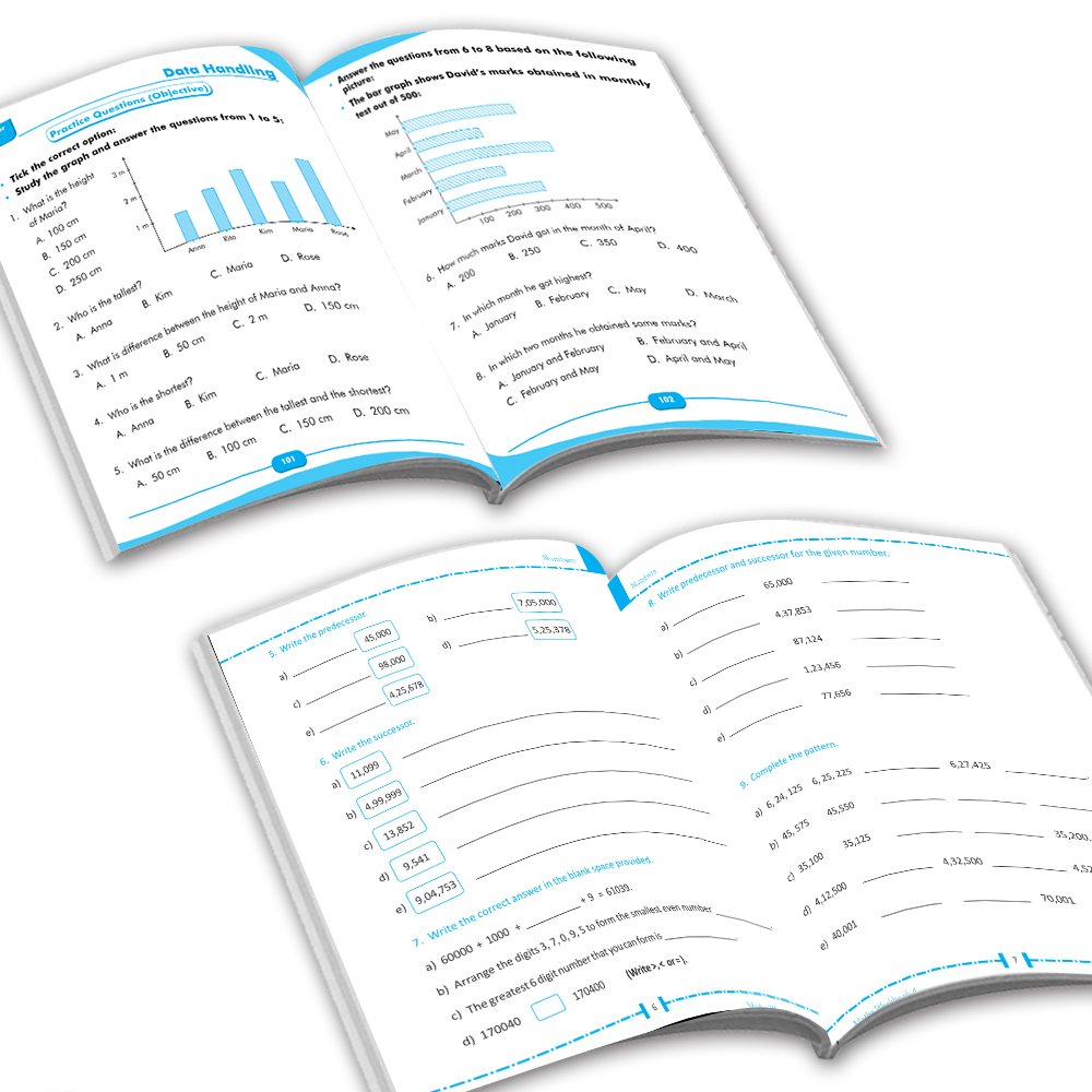 Grade 4 Comprehensive Learning with Mathematics Workbooks Set of 4 Ages 9-10 Years: Gear Up Math, Mental Math, Olympiad, and Challenging Word Problems | Grocsy