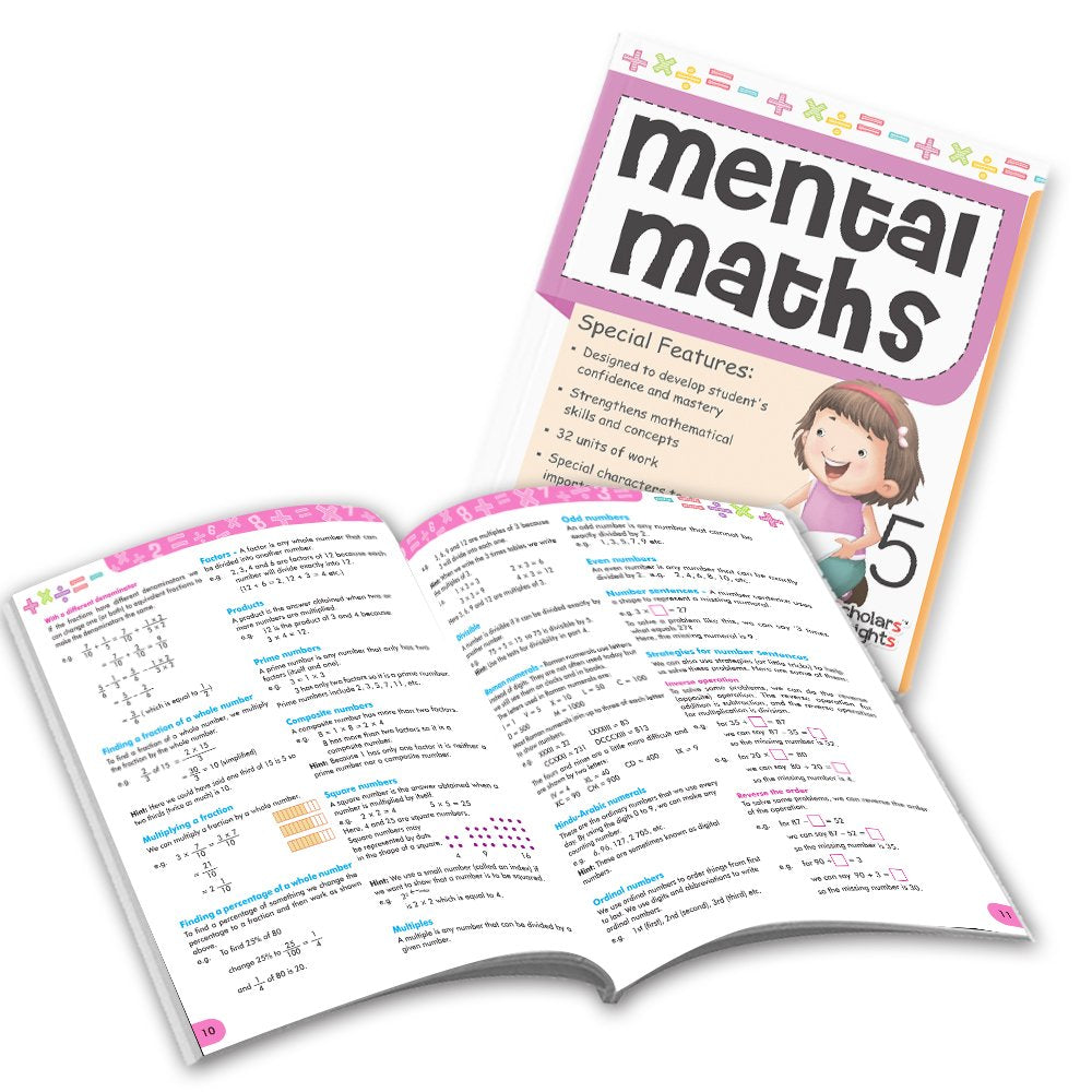 Grade 5 Comprehensive Learning with Mathematics Workbooks Set of 4 Ages 10-11 Years: Gear Up Math, Mental Math, Olympiad,Challenging Word Problems | Grocsy