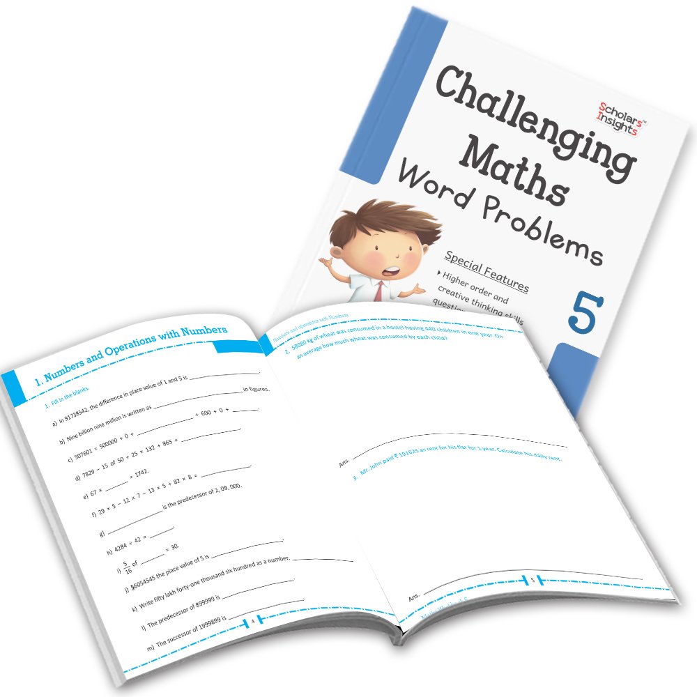 Grade 5 Comprehensive Learning with Mathematics Workbooks Set of 4 Ages 10-11 Years: Gear Up Math, Mental Math, Olympiad,Challenging Word Problems | Grocsy