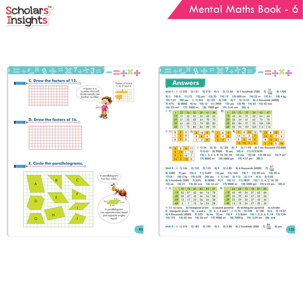 Grade 6 Comprehensive Learning with Mathematics Workbooks Set of 4 Ages 11-12 Years: Gear Up Math, Mental Math, Olympiad, Challenging Word Problems | Grocsy