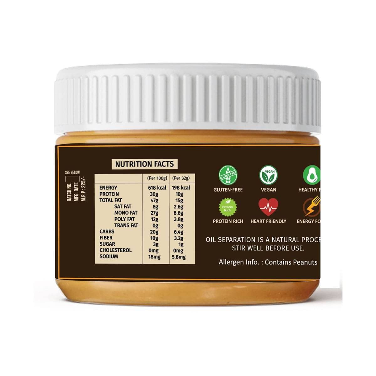 Oye Healthy Peanut Butter Natural Crunchy - Combo (850gm+340gm) | Grocsy