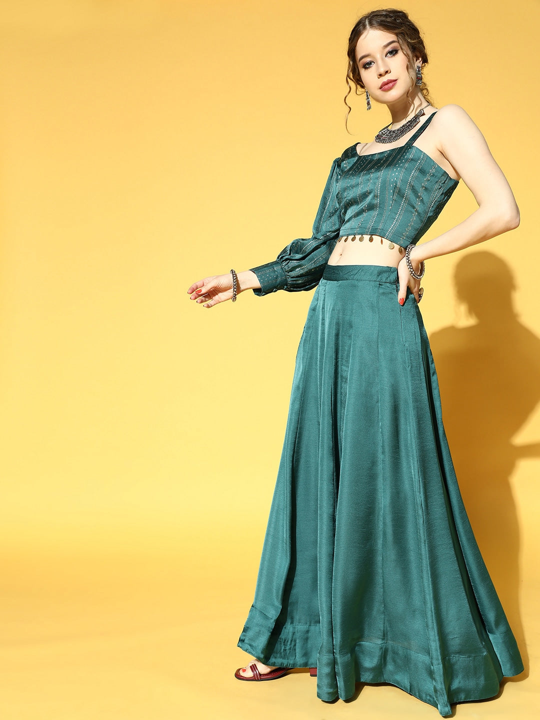Yufta Green & Beige Co-Ords | Grocsy