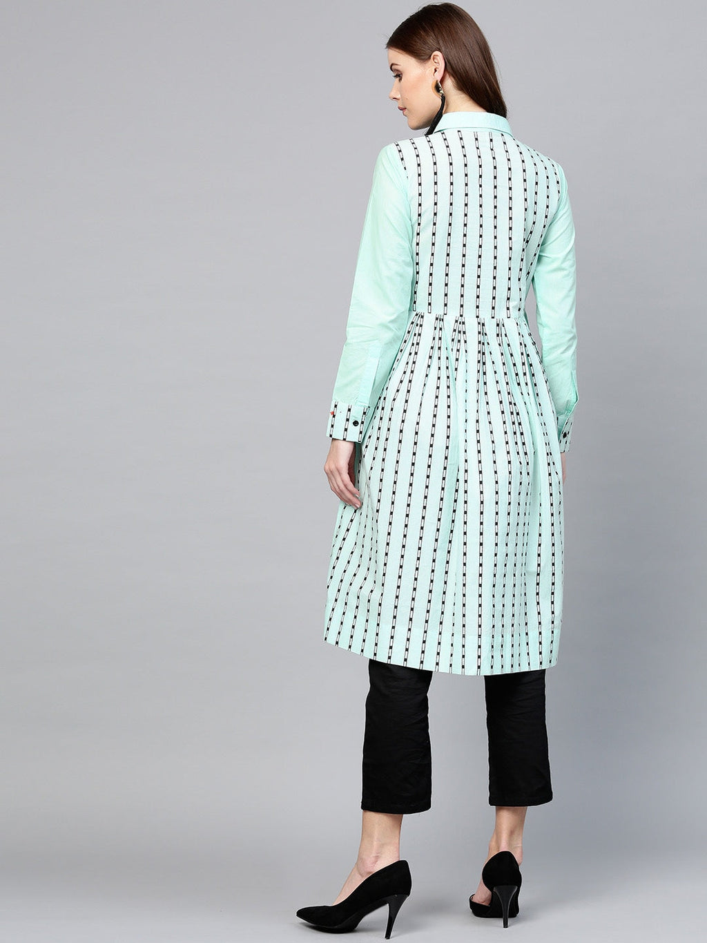 Yufta Green & Black Striped Tunic | Grocsy