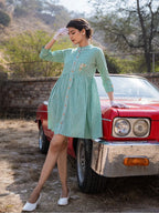 Yufta Green Checked Dress | Grocsy