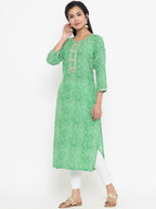 Yufta Green Printed Kurta | Grocsy