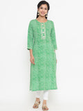 Yufta Green Printed Kurta | Grocsy