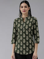 Yufta Green Printed Top | Grocsy