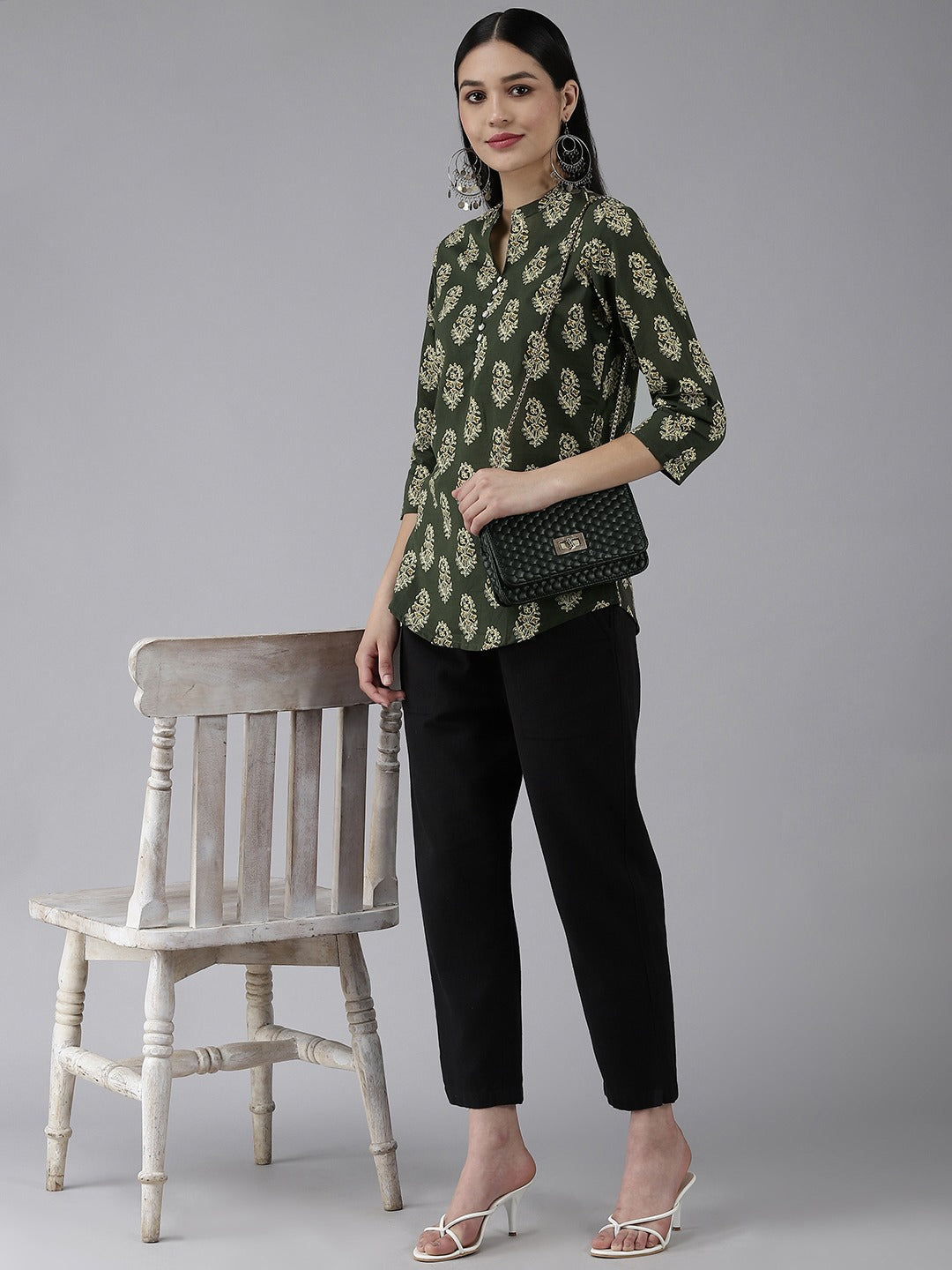 Yufta Green Printed Top | Grocsy