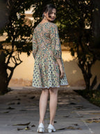 Yufta Green Pure Cotton Paisley And Tassels Were Dress | Grocsy