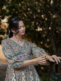 Yufta Green Pure Cotton Paisley And Tassels Were Dress | Grocsy