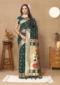Lorenvalley Fashion Green Soft Paithani Silk Woven Design Rich Zari Meenakari Weaving Saree | Grocsy