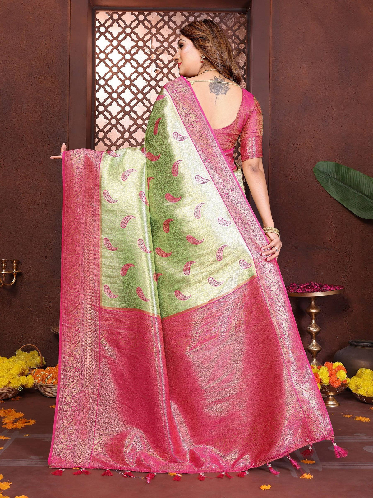 Anaita Banarasi Tissue Silk Saree | Grocsy