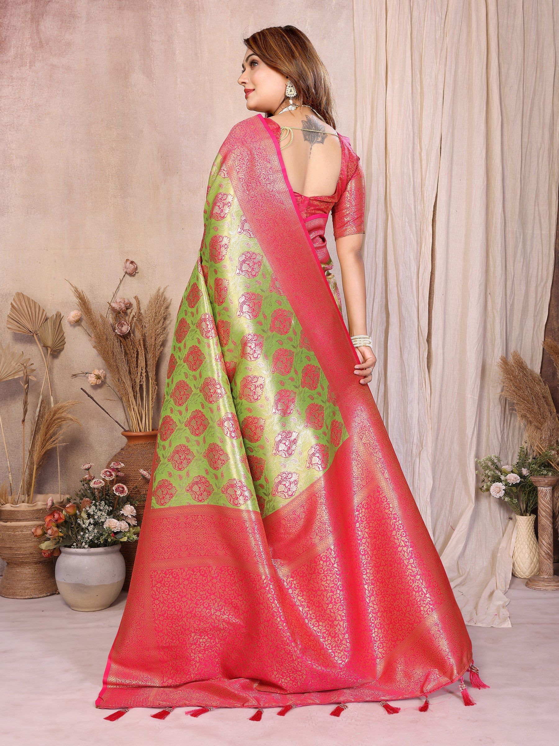 Anaita Banarasi Tissue Silk Saree | Grocsy