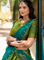 Lorenvalley Green Kanjivaram Silk Zari Weaving Lehenga Choli with Dupatta | Grocsy