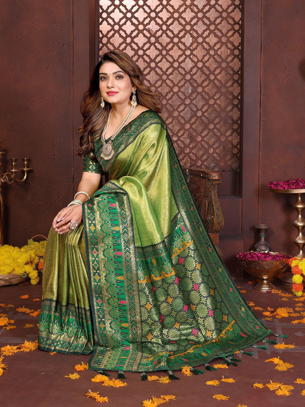 Anaita Banarasi Tissue Silk Saree | Grocsy