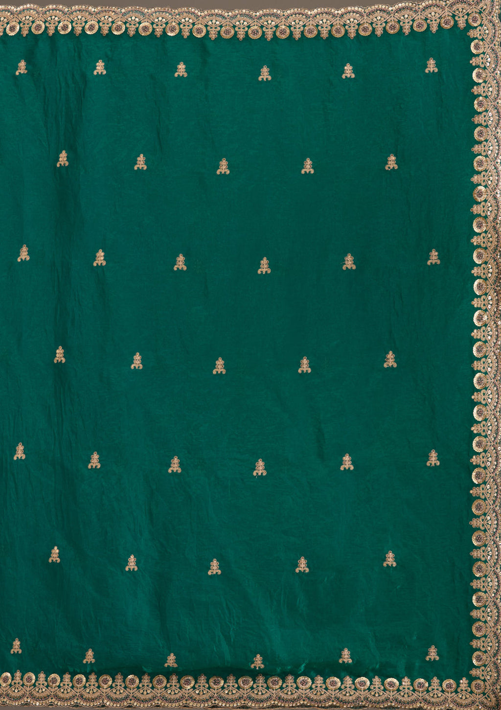 Lorenvalley Fashion Green Fendy Satin with Embroidery Double Sequence Work Saree with Blouse | Grocsy