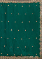 Lorenvalley Fashion Green Fendy Satin with Embroidery Double Sequence Work Saree with Blouse | Grocsy