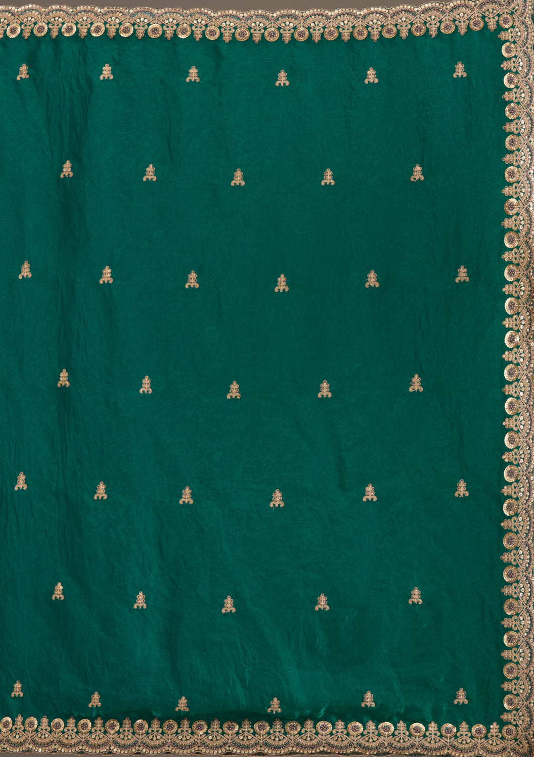 Lorenvalley Fashion Green Fendy Satin with Embroidery Double Sequence Work Saree with Blouse | Grocsy