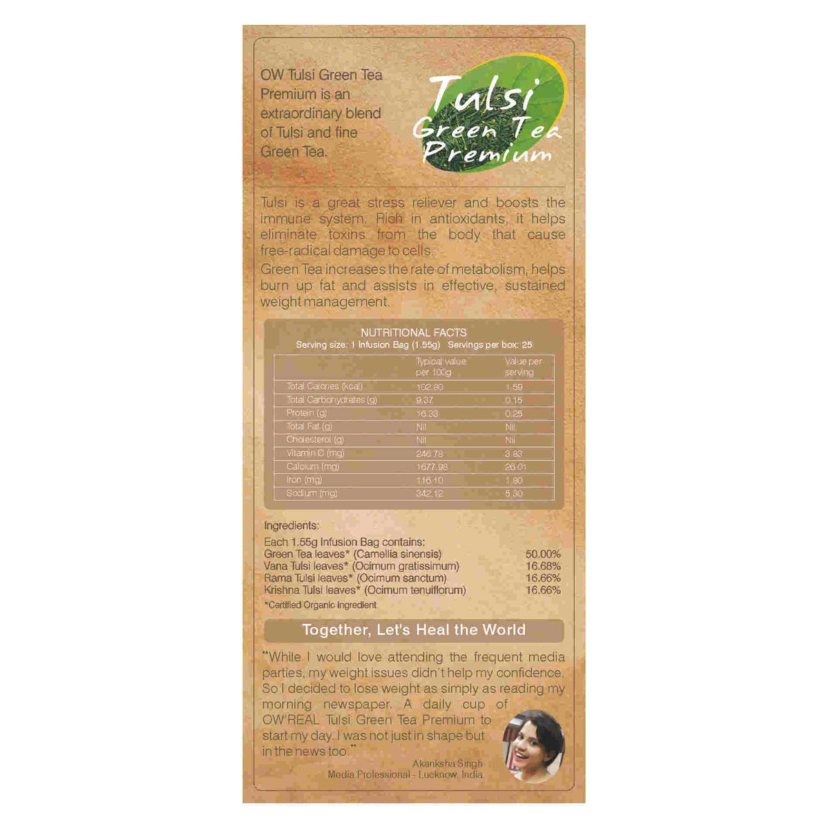 Organic Wellness Tulsi Green Tea Premium Teabags | Grocsy