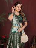 Anaita Green Zari Weaving Work Satin Silk Saree With Blouse | Grocsy