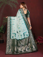 Anaita Green Zari Weaving Work Satin Silk Saree With Blouse | Grocsy