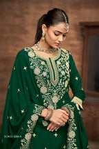 Anaita Green Premium Embroidered Vichitra Silk Lehenga Style Suit | Grocsy