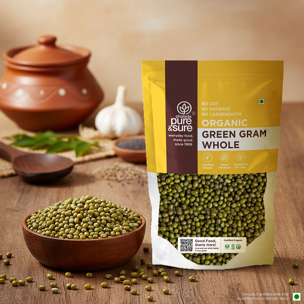Pure & Sure Organic Green Gram Whole | Grocsy