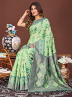 Anaita Green Banarasi Silk Saree With Blouse | Grocsy