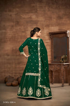 Anaita Green Premium Embroidered Vichitra Silk Lehenga Style Suit | Grocsy