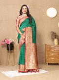 Lorenvalley Fashion Green Soft Silk weaving Design Rich Zari Weaving Saree | Grocsy