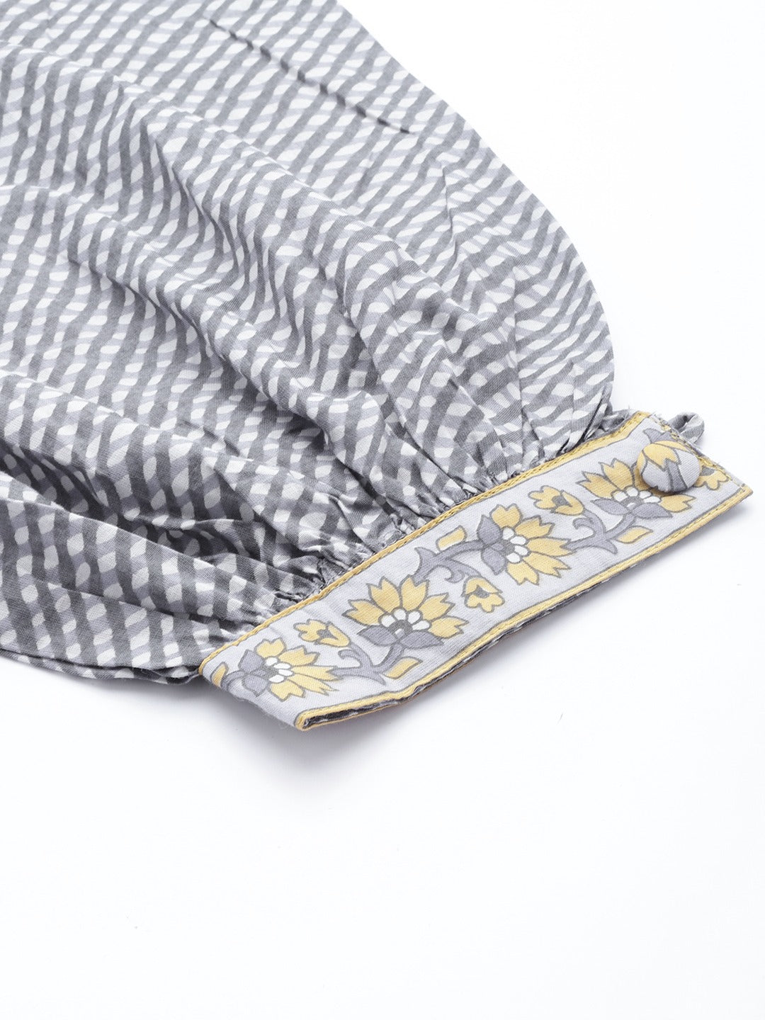 Yufta Grey Floral Printed Kurta Dupatta Set | Grocsy