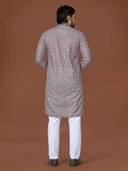 Anaita Grey Lucknowi Silk Straight Kurta | Grocsy