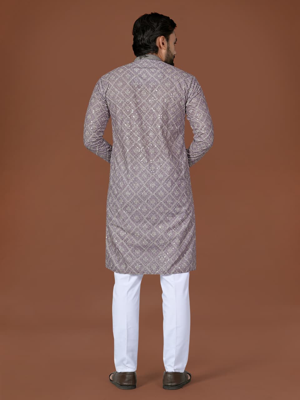 Anaita Grey Lucknowi Silk Straight Kurta | Grocsy
